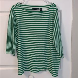 Land’s End 2x 3/4 length sleeve tee green stripe